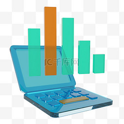 玻璃风金融科技物件手提电脑数据