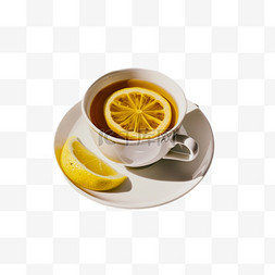 柠檬红茶元素立体免抠图案绘画