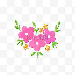 春日花草彩色简笔画涂鸦红色花朵