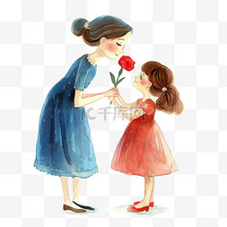 康乃馨边图片_妇女节孩子送妈妈鲜花手绘元素