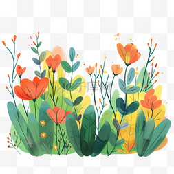 春天植物花朵手绘卡通元素