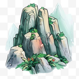 清明节山丘素材手绘风格