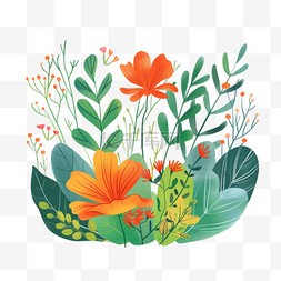 植物花朵卡通手绘春天元素