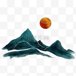 清明节山丘素材手绘风格