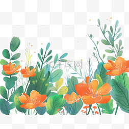 橙色花朵手绘图片_春天卡通植物花朵手绘元素