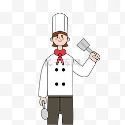 线描风劳动节人物厨师图片