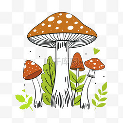 春天蘑菇卡通风格素材