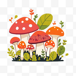 春天蘑菇卡通风格素材