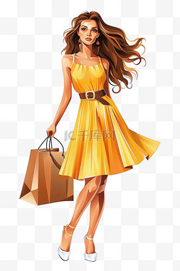 棕色腰带图片_购物妇女节女人手绘元素