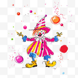 愚人节手绘元素小丑耍球卡通