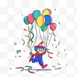 彩色气球图片_愚人节小丑气球卡通元素免抠