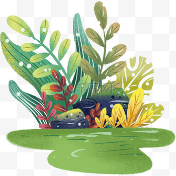 春天扁平风植物免抠图片