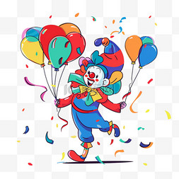 免抠彩色气球图片_愚人节免抠小丑气球卡通元素