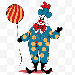气球蓝色白色图片_小丑气球愚人节卡通手绘元素