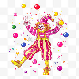 彩色衣服衣服图片_手绘愚人节小丑耍球卡通元素