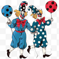 愚人节手绘小丑气球卡通元素