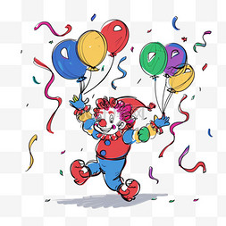 彩色气球图片_小丑气球卡通免抠元素愚人节