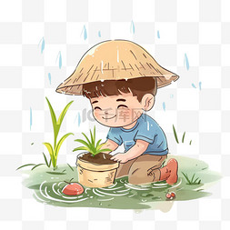 ps海报谷雨图片_谷雨时节卡通儿童免抠图片