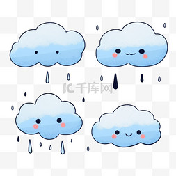雨滴云朵图片_谷雨时节卡通风格儿童植物下雨设