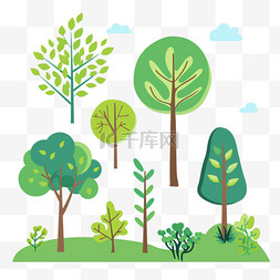 春天植物树木免抠手绘元素