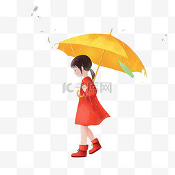 手绘花伞图片_春天春雨手绘元素可爱女孩植物