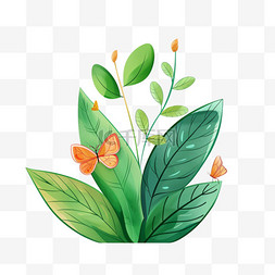 蝴蝶纯色背景图片_春天卡通手绘植物花草元素