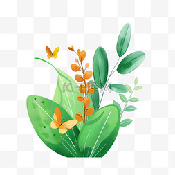植物卡通植物图片_春天植物卡通花草手绘元素