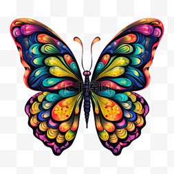 彩绘蝴蝶元素立体免抠图案