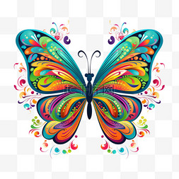 彩绘图案图片_彩绘蝴蝶元素立体免抠图案