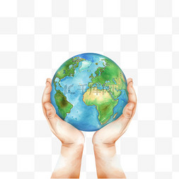 世界地球日免抠双手捧着地球手绘