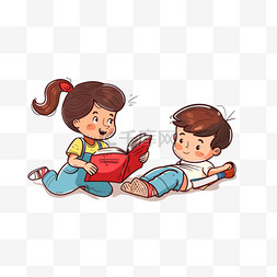 躺着的简笔画图片_孩子手绘看书读书卡通元素