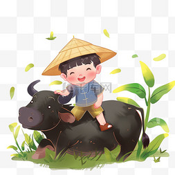清明节背景图片_卡通清明节元素牛牧童手绘