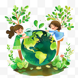 树木的孩子图片_世界地球日环保孩子手绘元素