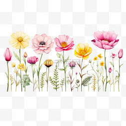 彩绘花朵元素立体免抠图案