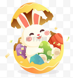 复活节节日彩蛋图片_复活节卡通彩蛋小白兔设计