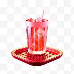 饮料红色立体描绘摄影照片设计