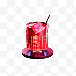 饮料红色立体描绘摄影照片免抠素
