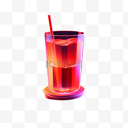 饮料红色立体描绘摄影照片免抠素