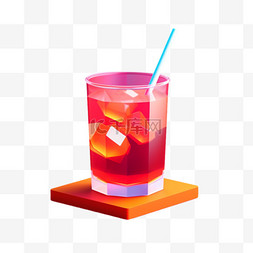 饮料红色立体描绘摄影照片设计