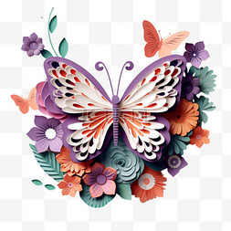 折纸图案图片_折纸蝴蝶元素立体免抠图案