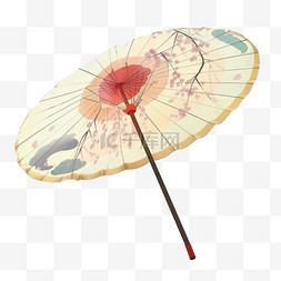 中式插画图片_清明节素材油纸伞手绘风格