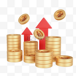 金币上升图片_3D金融金币投资理财设计图
