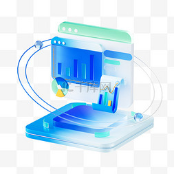 3d立体科技图片_商务风3D立体金融玻璃质感图标元