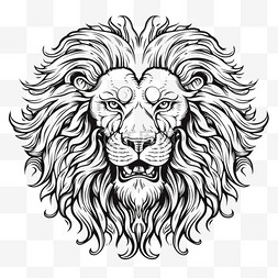 狮子头图片_素描狮子头元素立体免抠图案