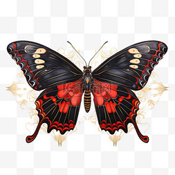 黑红图片_黑红蝴蝶元素立体免抠图案