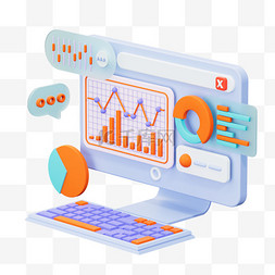 融资报表图片_3D立体C4D数据图标报表商务素材