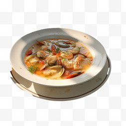 海鲜汤元素立体免抠图案