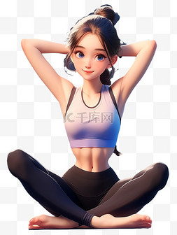 瑜伽动作图片_练习瑜伽的女孩免扣元素