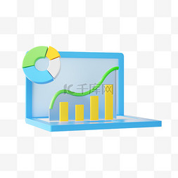 数据电脑分析图片_3D电脑图表免抠元素
