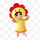 61儿童节3D立体可爱小女孩花朵头套形象图片